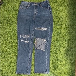 PacSun high rise dark denim ripped mom jeans